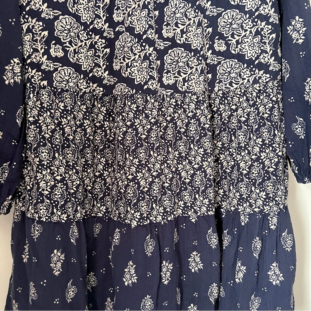 Anthropologie Maeve Carlita Navy Tiered Mixed Floral Cotton Dress NEW - Picture 14 of 16